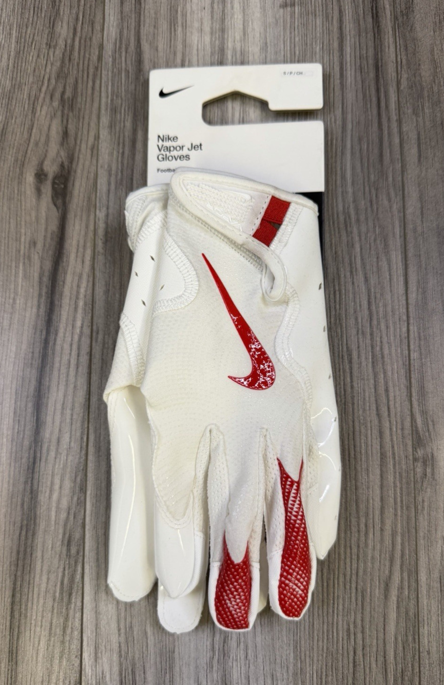 Nike Vapor Jet 7.0 Football Gloves White University Red Small N.101.0835 NEW